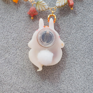 Light Up✨Pink Autumn Ghostie Bunkin 14" Beaded Necklace