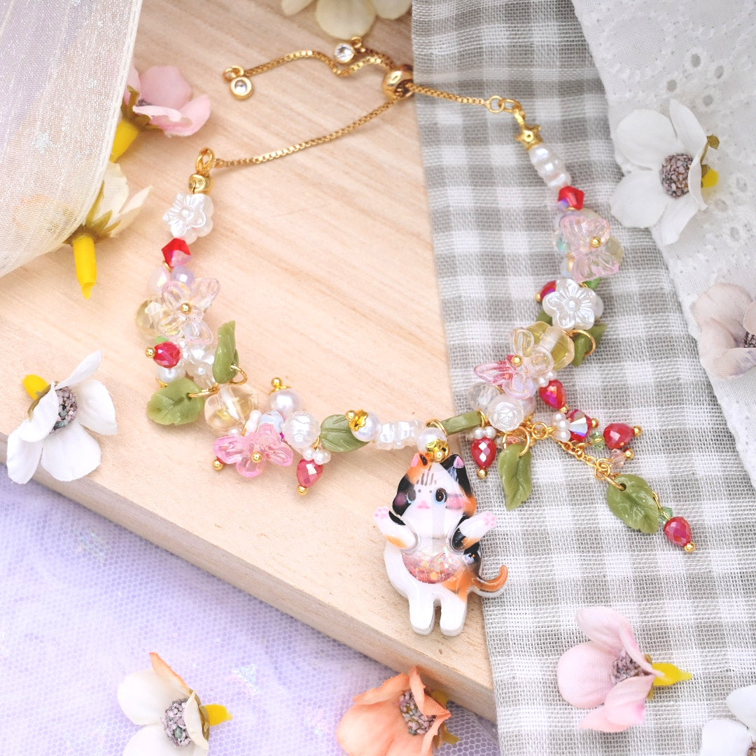 Strawberry Fields Calico Kitty Bracelet