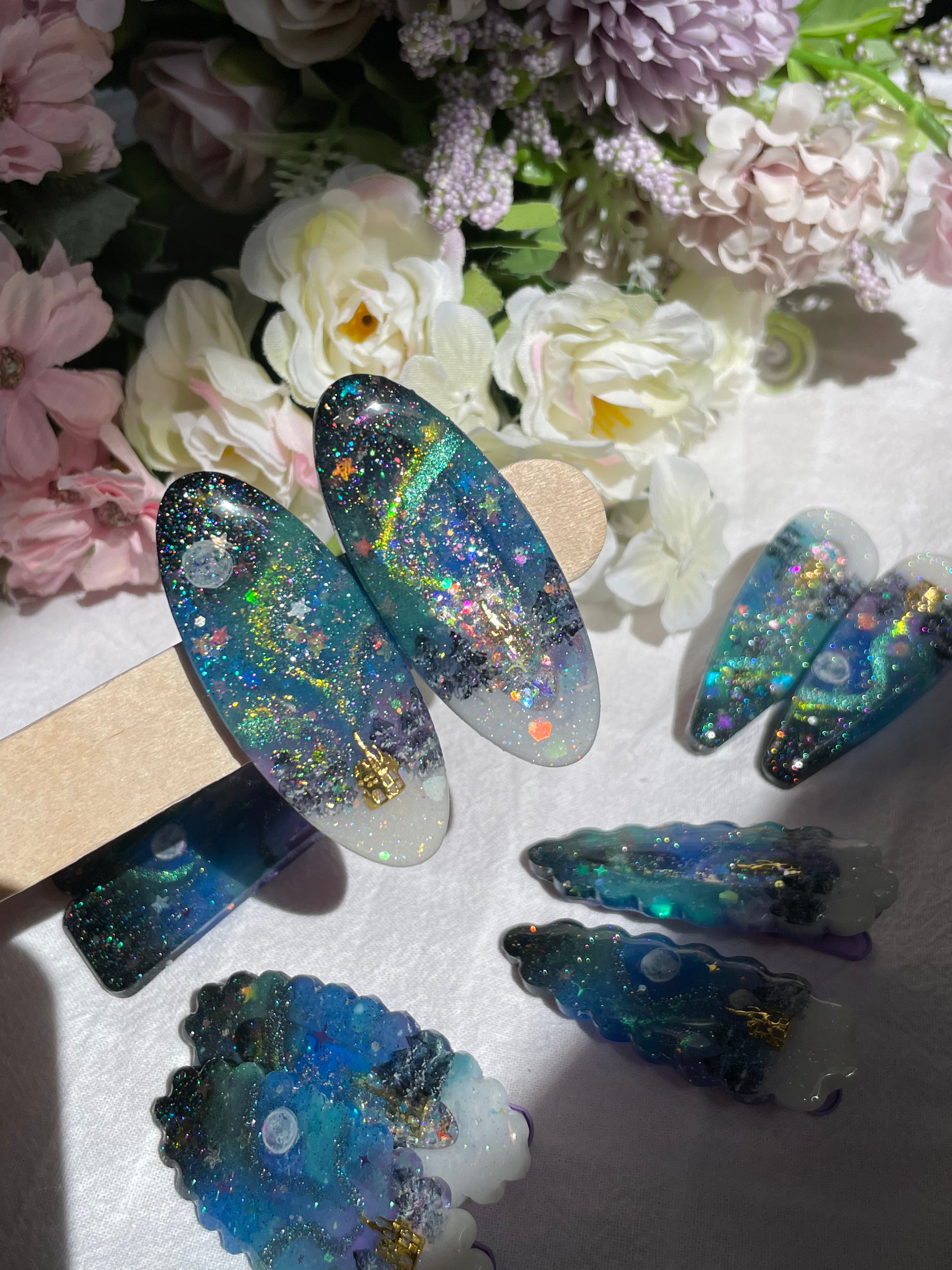 Moonlit Aurora Hairclip Set (Oval)
