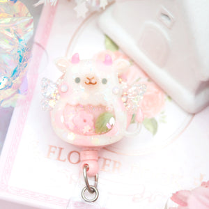 Fairy Cow Round Badge Reel (with sculpted flower on side)