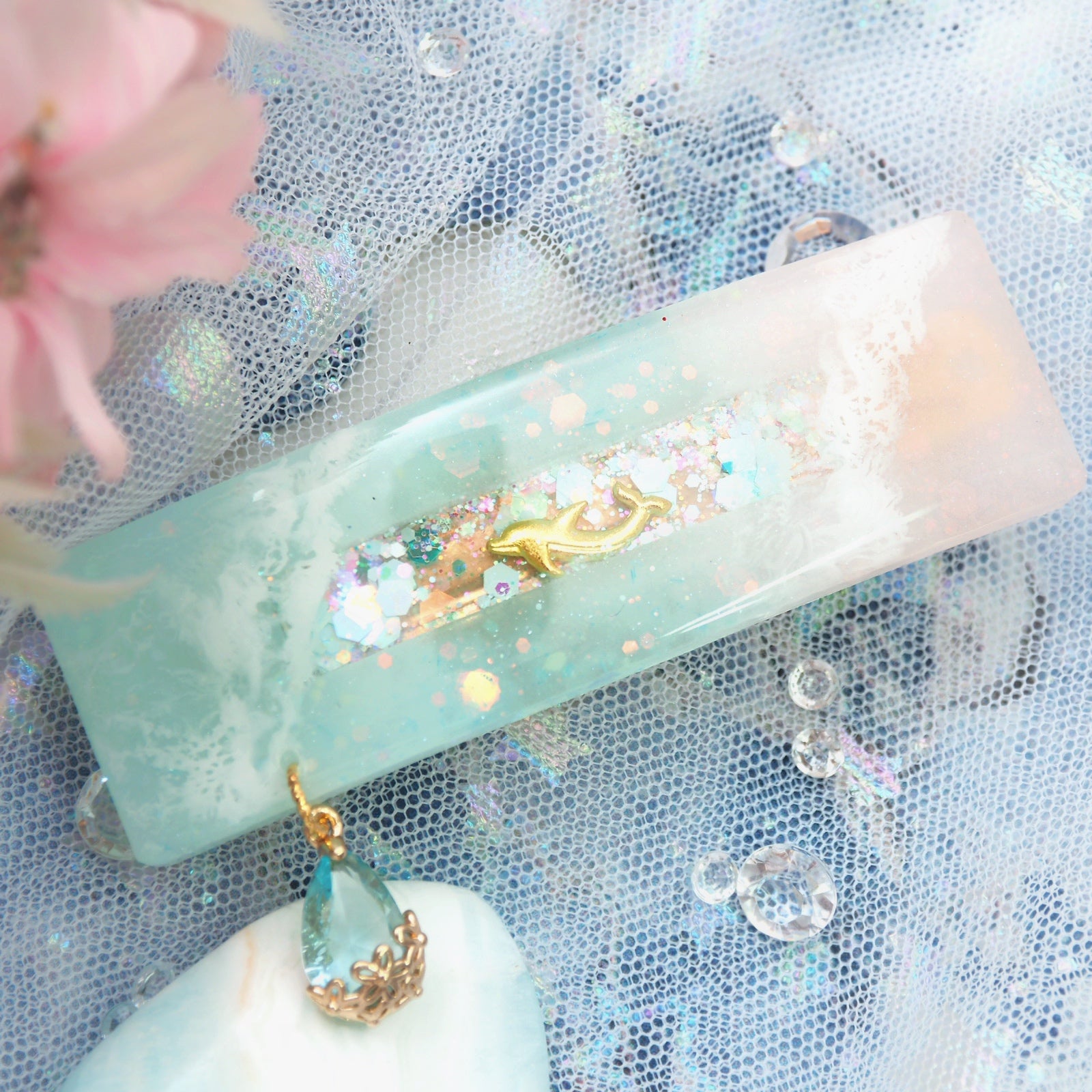 Pink Sands Seafoam Bar Barrette Clasp