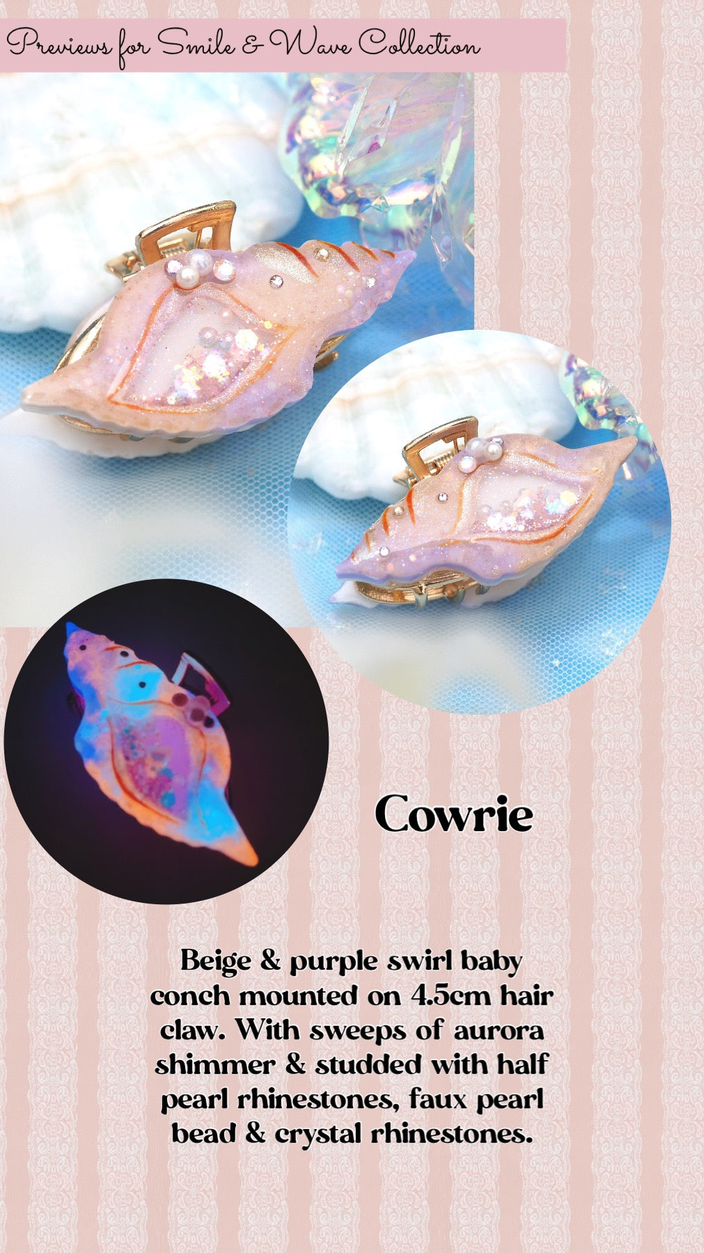 Cowrie - Baby Conch 4.5cm Hair Claw