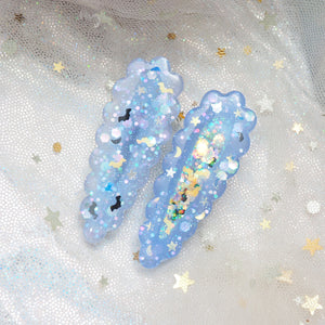 Spooky Staples - Glowing Purple Hairclips with bats and celestial glitter