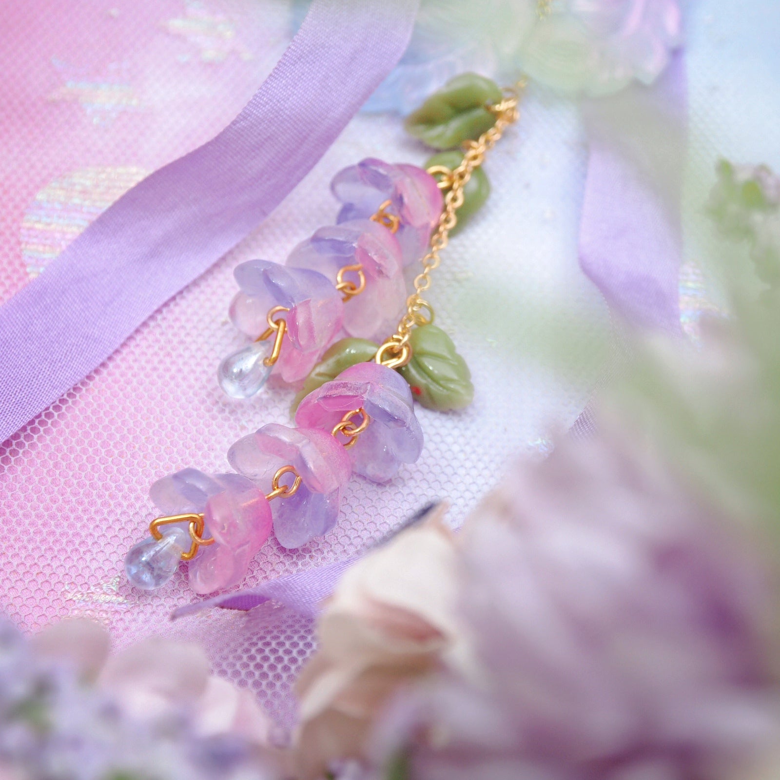 Wisteria Painted Kitsune Mask