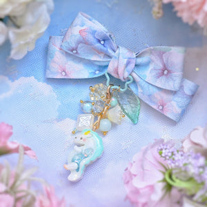 Hydrangea Bow Clasps with Haku Charm