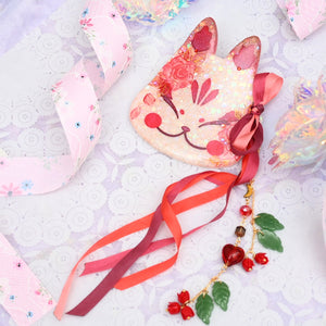 Regal Rose Painted Kitsune Mask