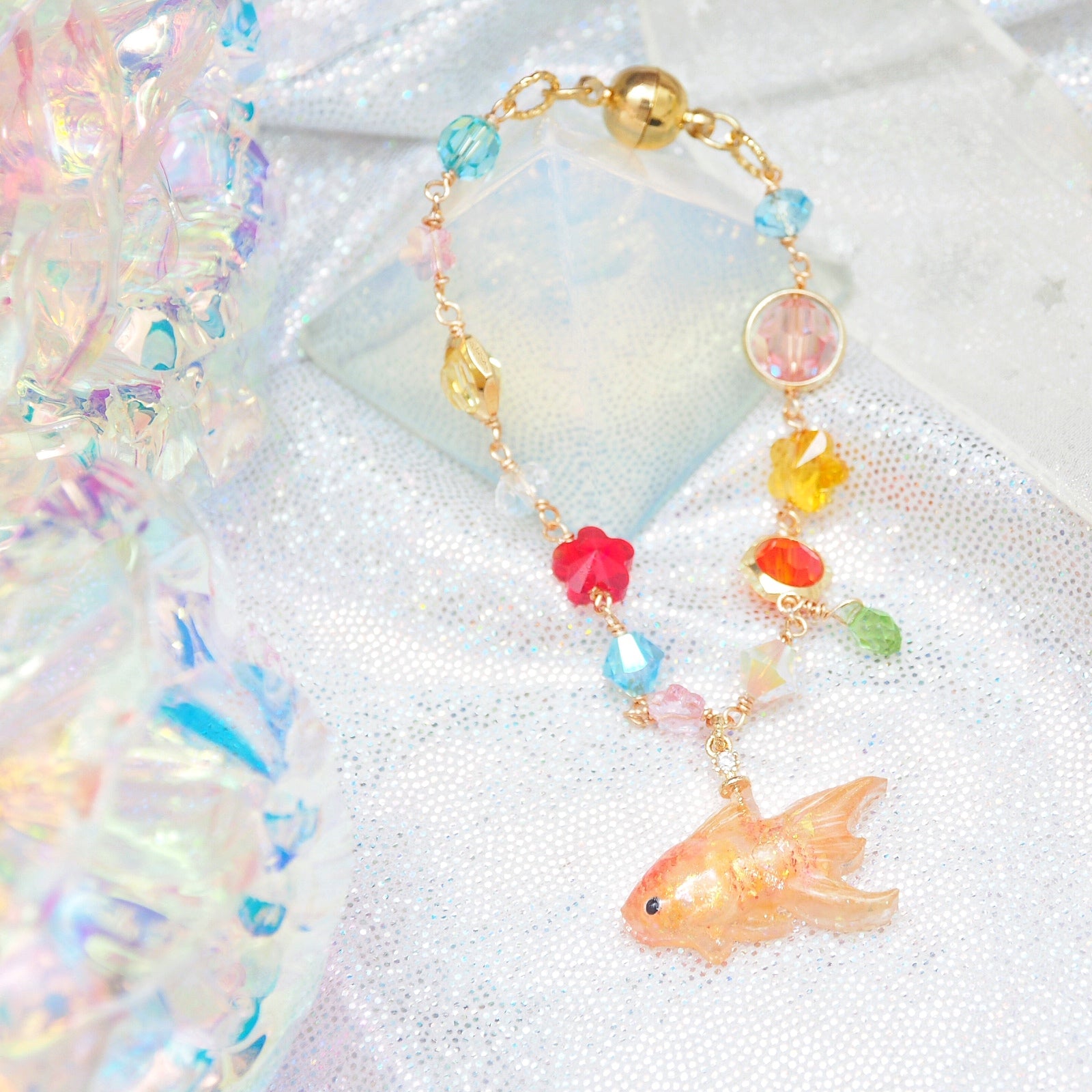 Gingko Goldfish Crystal Bracelet