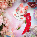 Peony Painted Kitsune Mask