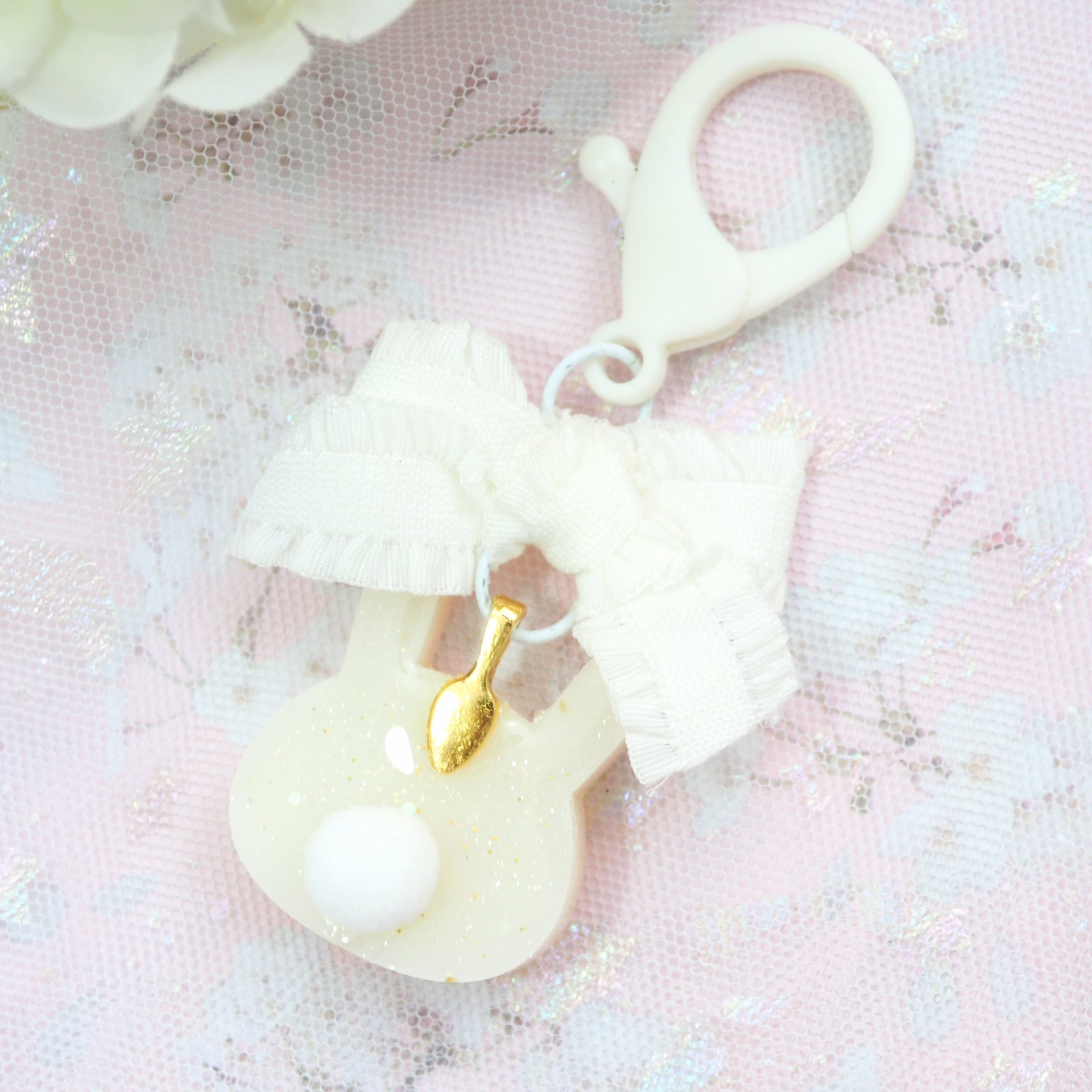 Tiny Game Bunny Charm (White)