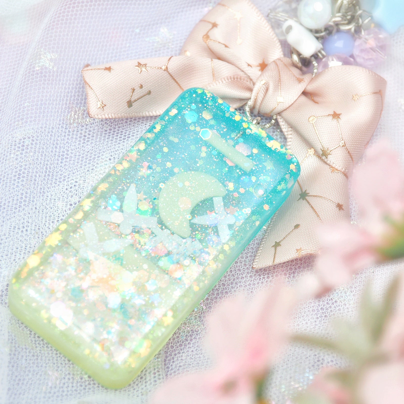 Moon Bath Token Shaker Charm (glowing)