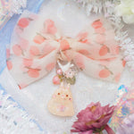 Peach Bun Charm with Ribbon Hairclip