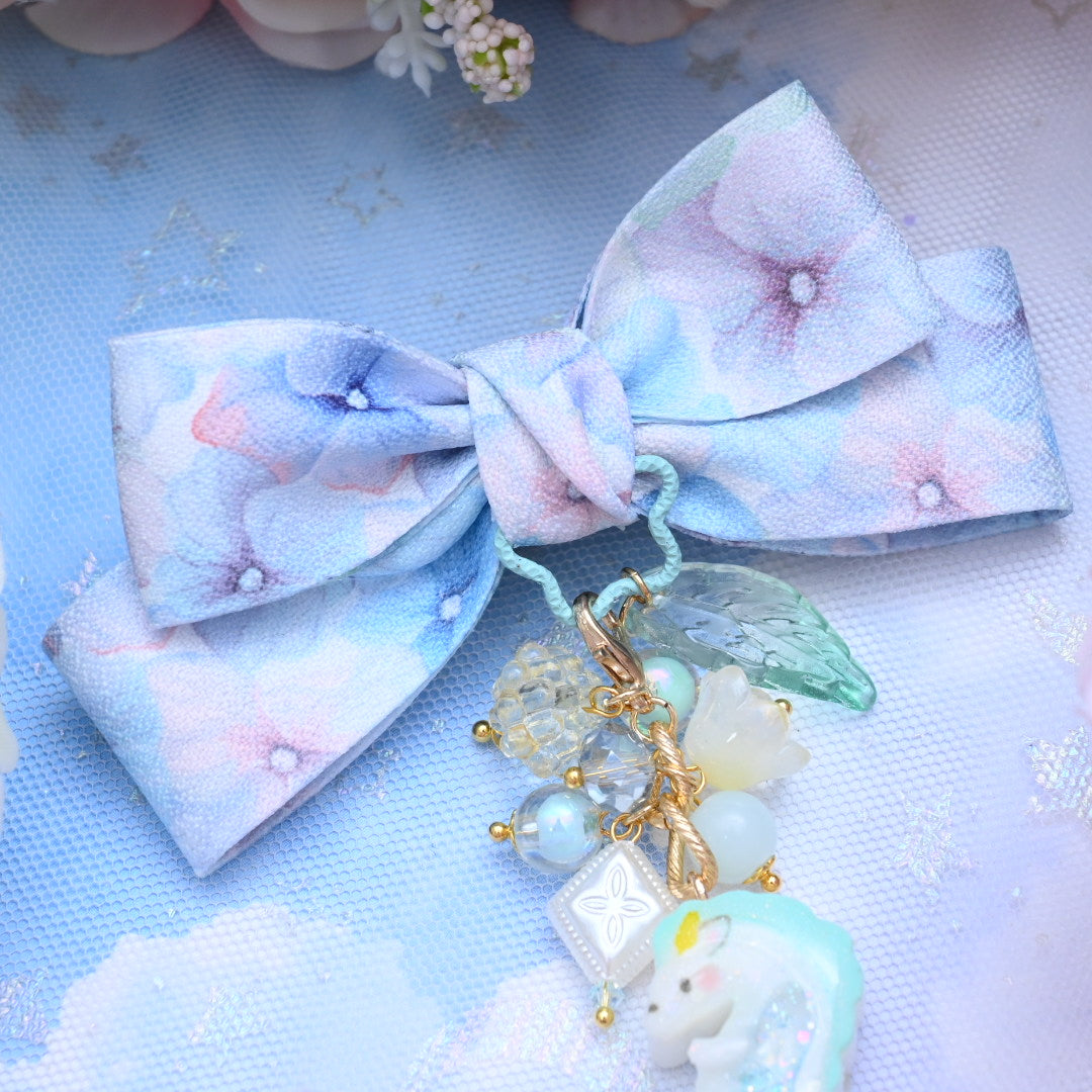 Hydrangea Bow Clasps with Haku Charm