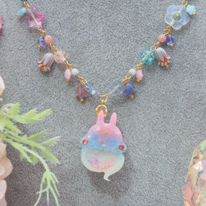 Light Up✨Magical Night Ghostie Bun 14" Beaded Necklace