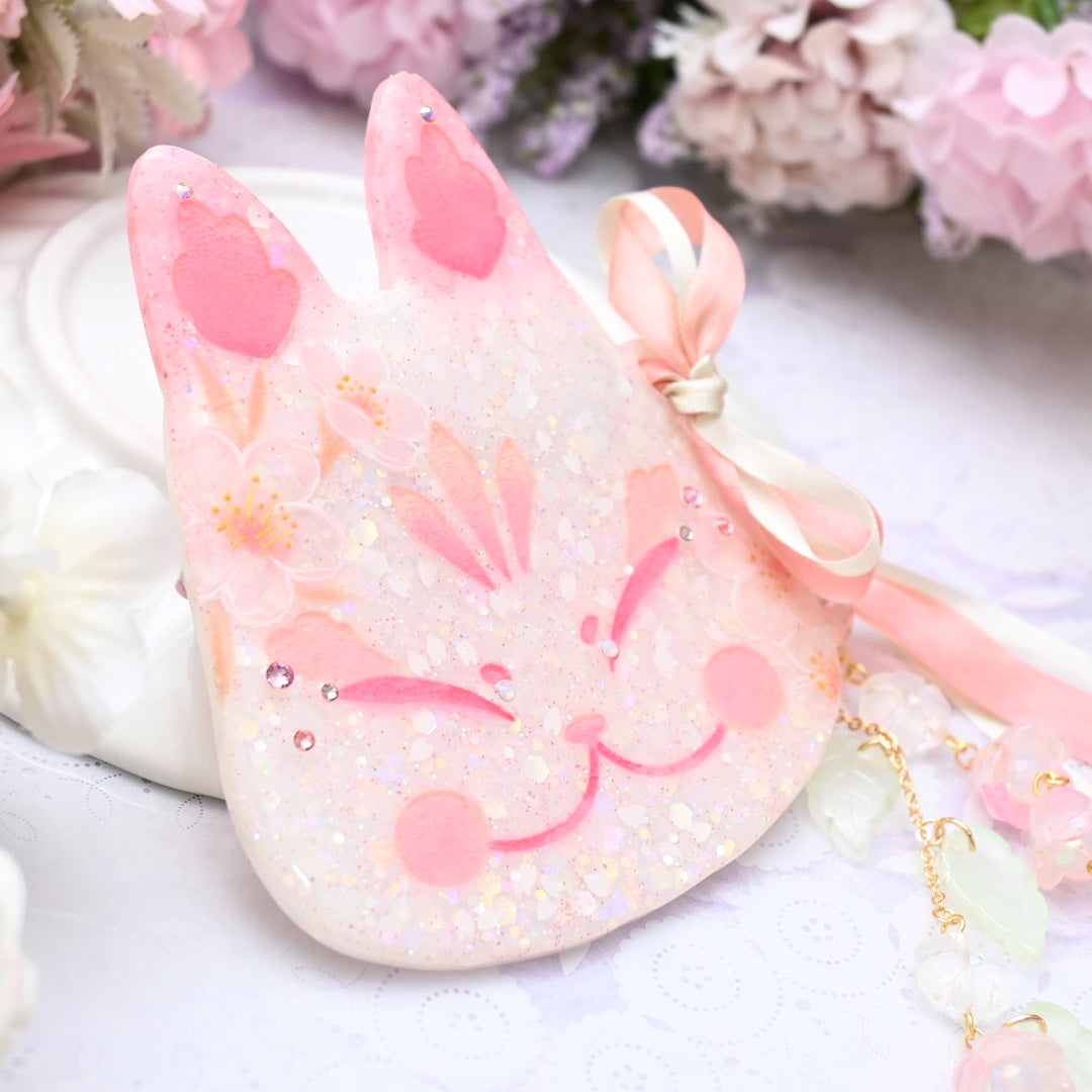 Sweet Sakura Painted Kitsune Mask