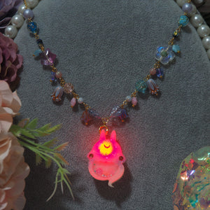 Light Up✨Magical Night Ghostie Bun 14" Beaded Necklace