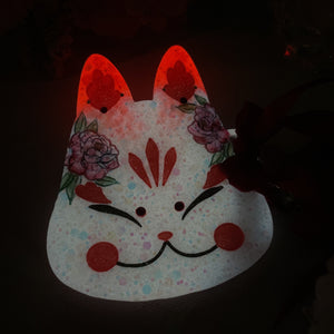 Peony Painted Kitsune Mask