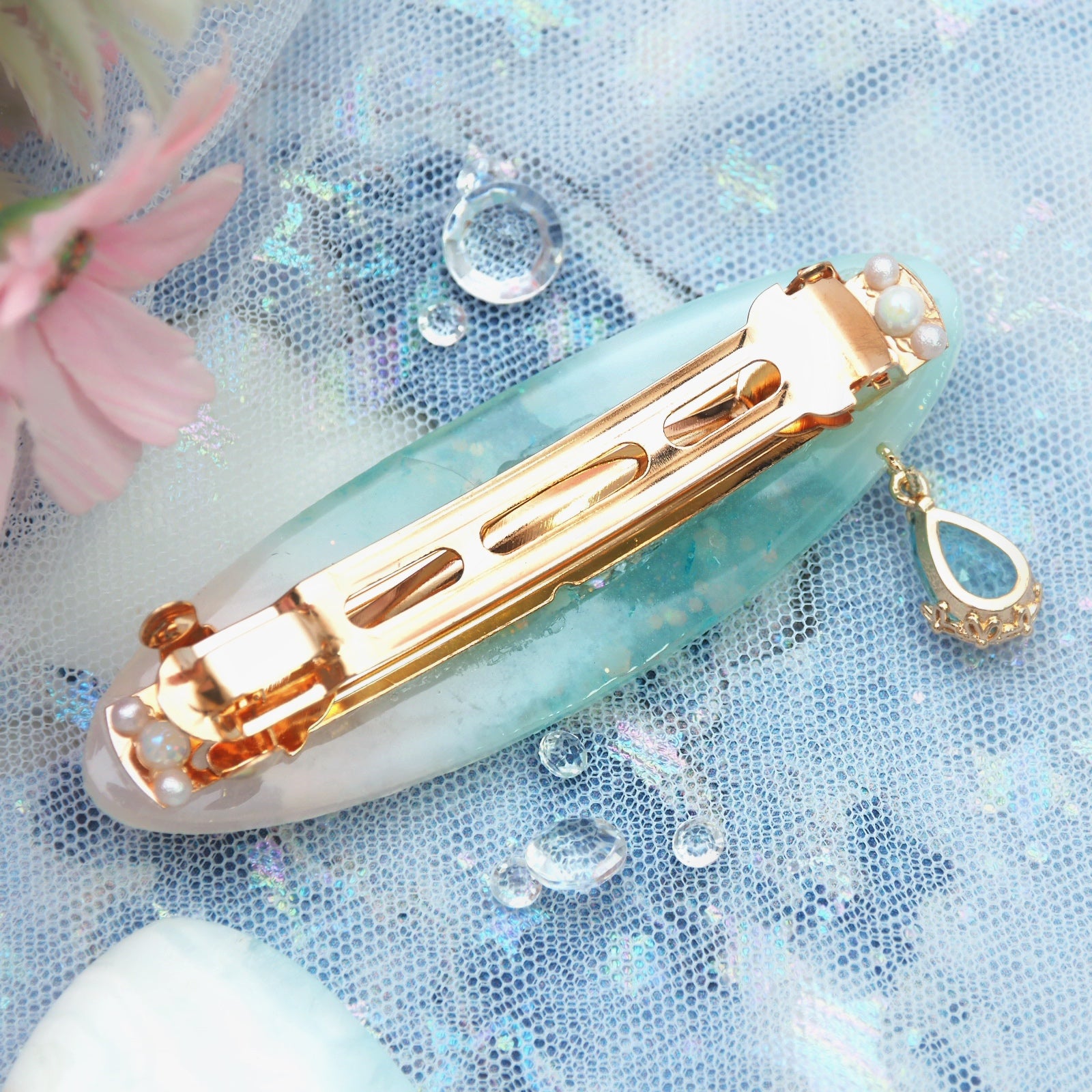 Pink Sands Seafoam Oval Barrette Clasp