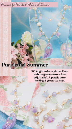 Purpletual Summer - 15" Beaded Necklace with Otter Charm
