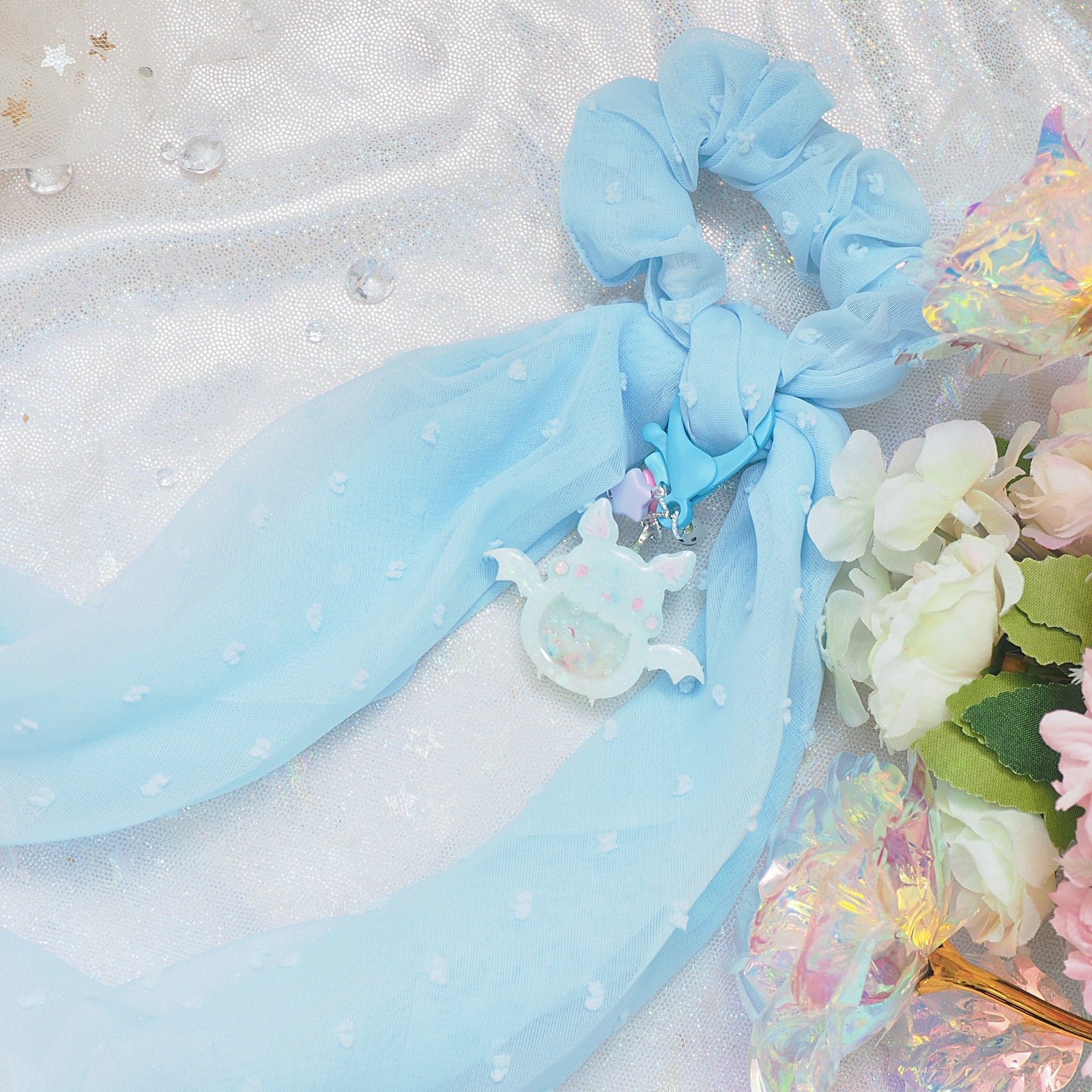 Froot Bat Hairtie (Sky with Blue)