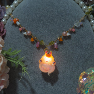 Light Up✨Carrot top Autumn Ghostie Bunkin 14" Beaded Necklace