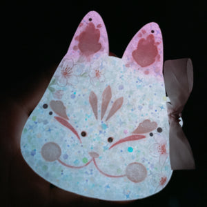 Soft Sakura Painted Kitsune Mask