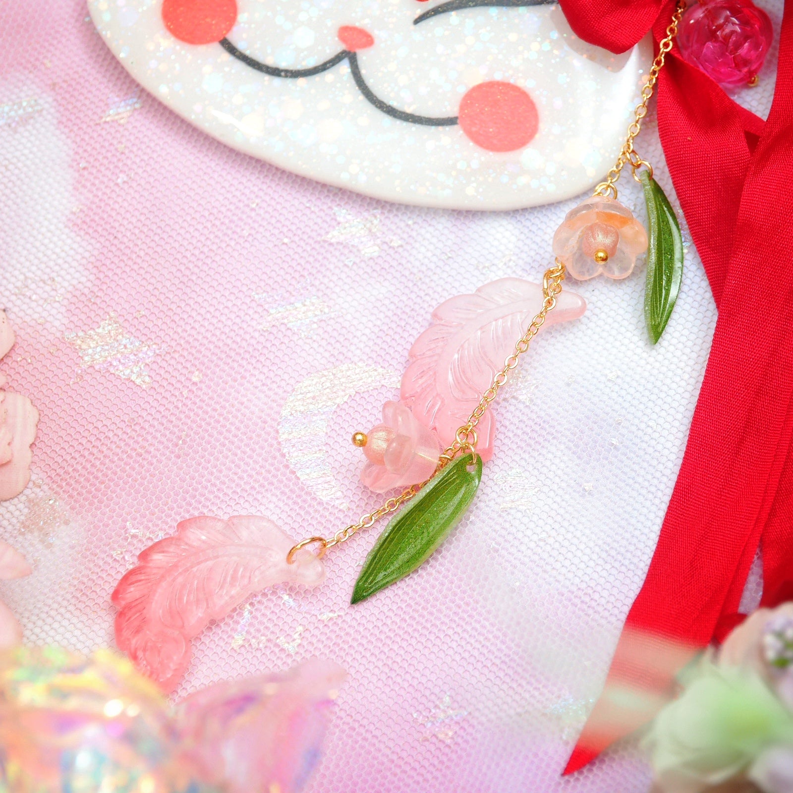 Peony Painted Kitsune Mask