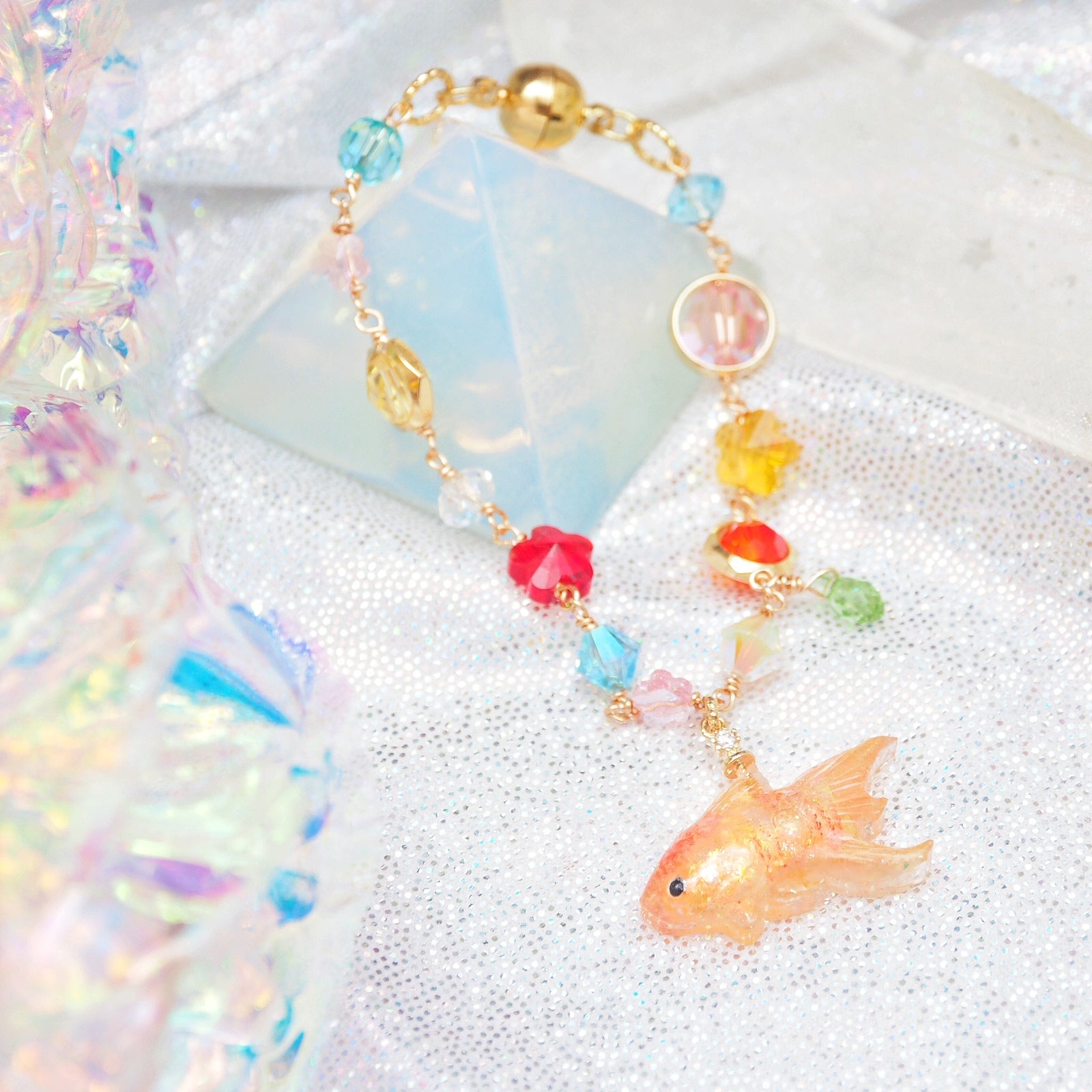 Gingko Goldfish Crystal Bracelet