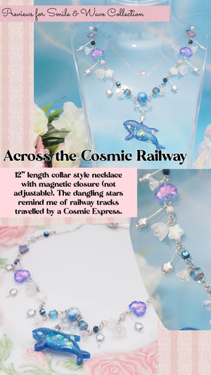 Across the Cosmic Railway - 12" Beaded Necklace with Orca Charm