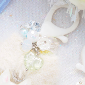 Snow Fox Charm with furry ribbon