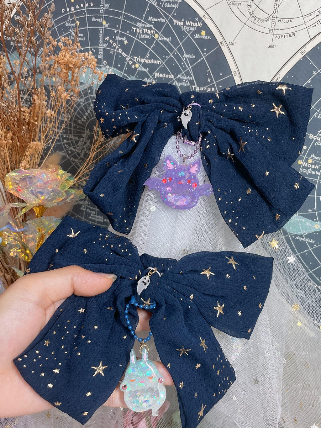 Spooky BBs Midnight Hairbow Clasp
