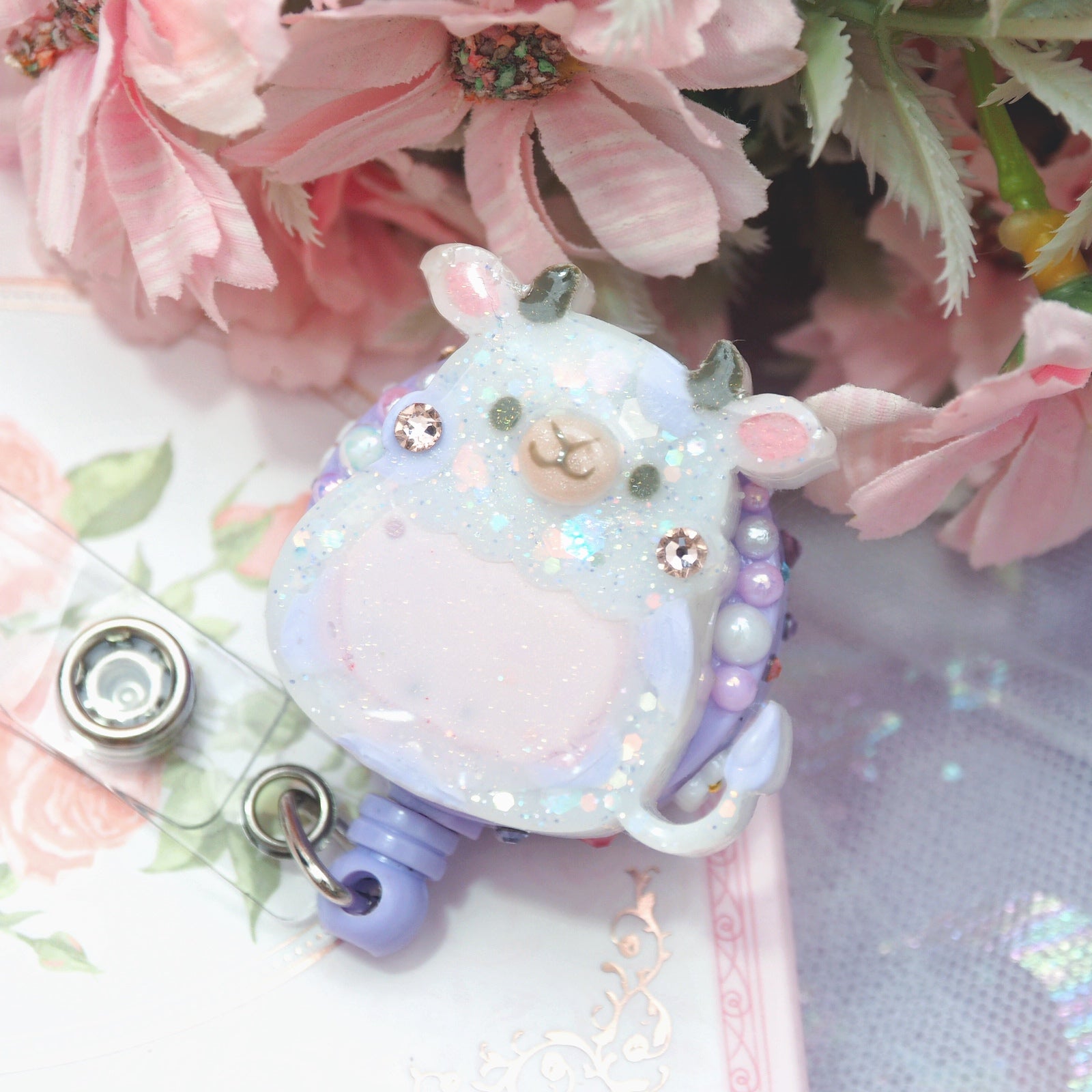 Taro Boba Cow Badge Reel