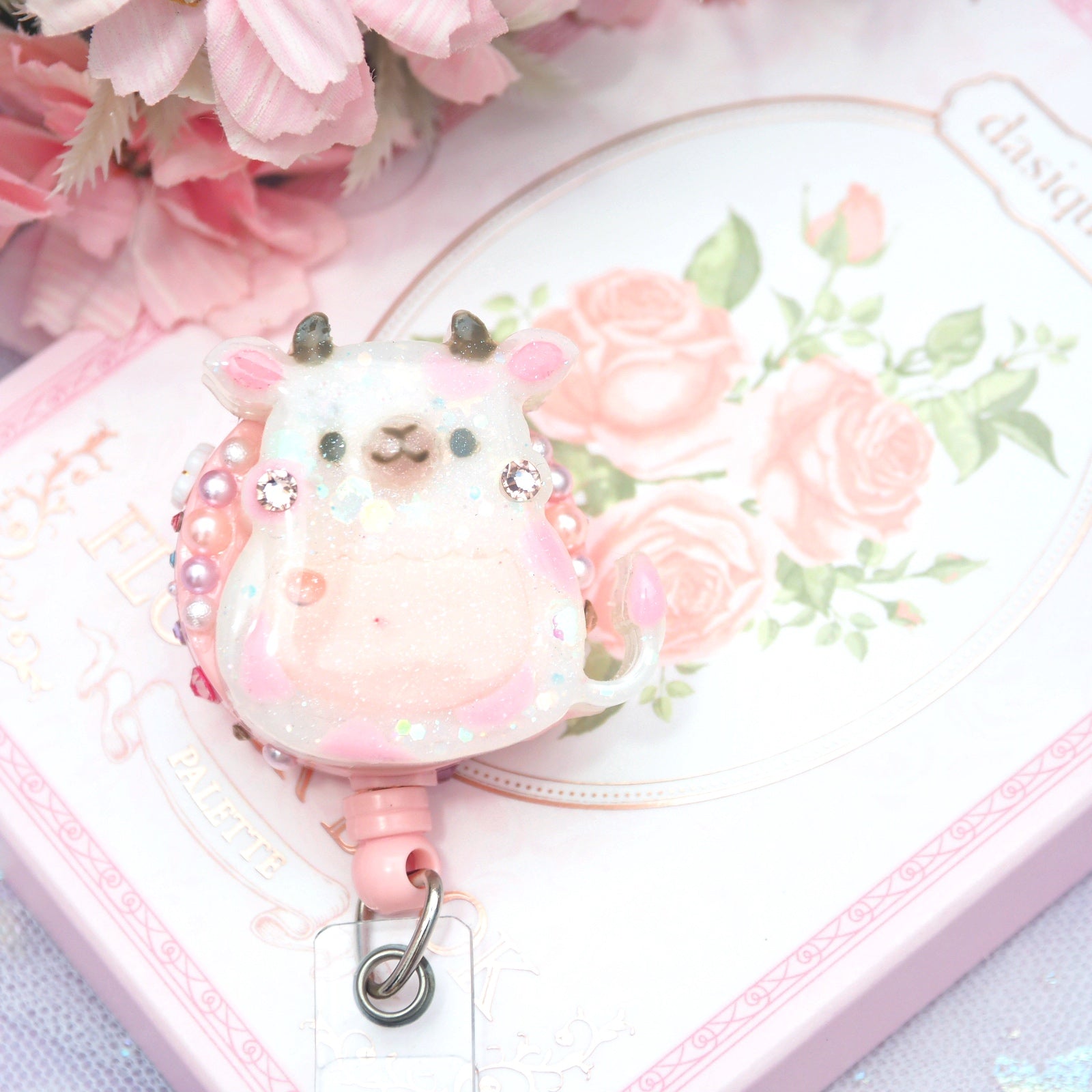 Strawberry Boba Cow Badge Reel