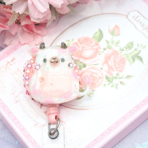Strawberry Boba Cow Badge Reel