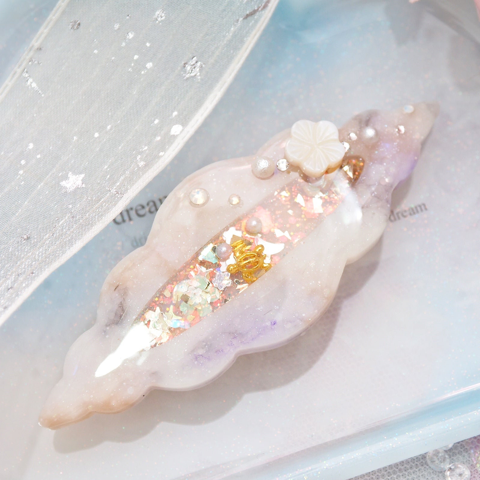 Cowrie Shell (Pink Glow, 6cm Clasp)