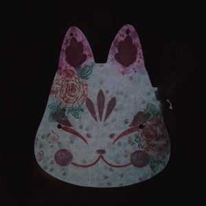 Pink Rose Painted Kitsune Mask