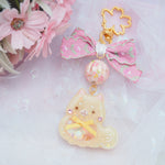 Shiba Charm with handpainted bead (Beige)