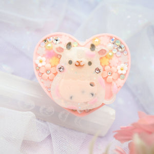 Strawberry Boba Cow Heart Phone Grip