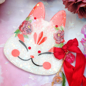 Peony Painted Kitsune Mask
