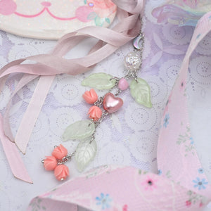 Pink Rose Painted Kitsune Mask