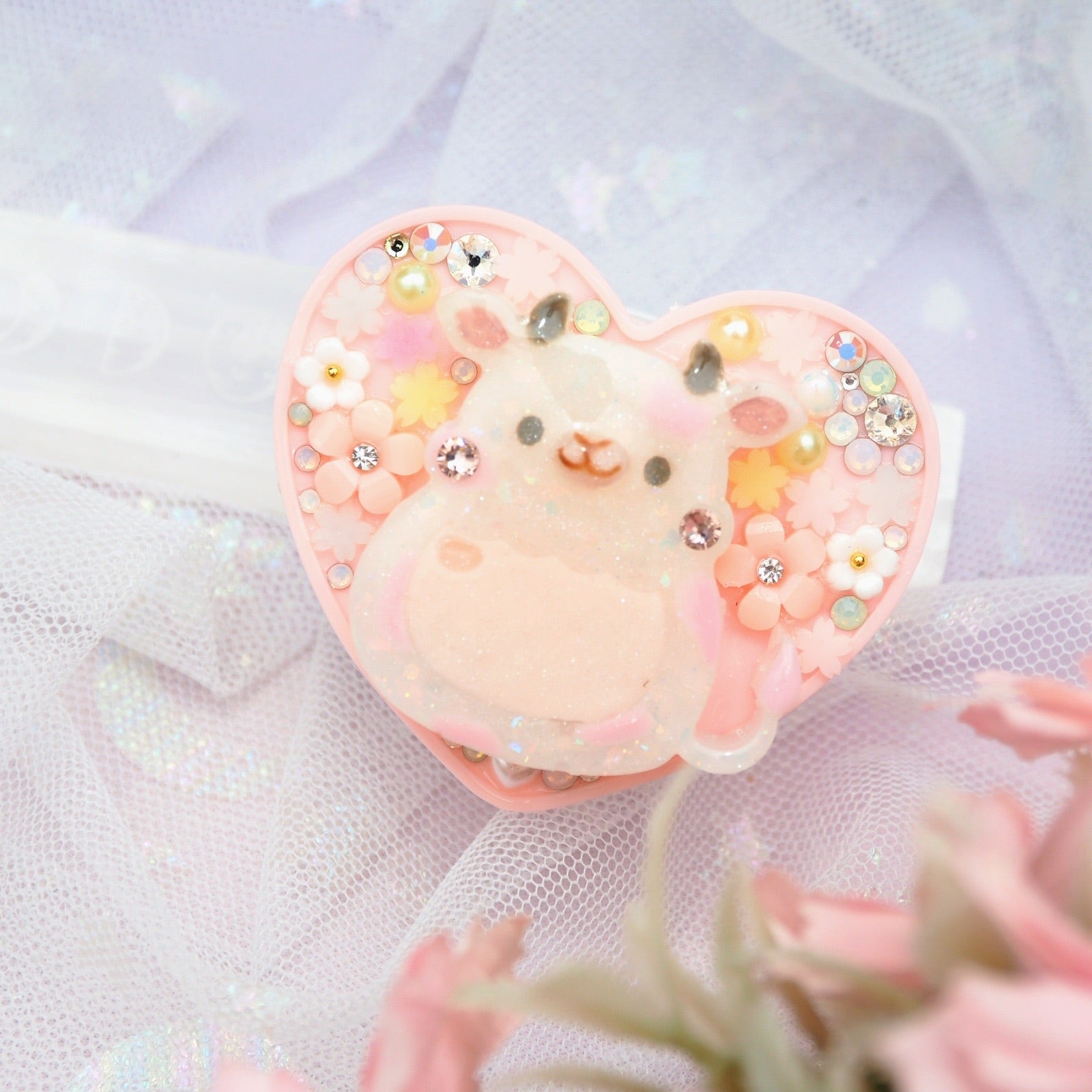 Strawberry Boba Cow Heart Phone Grip