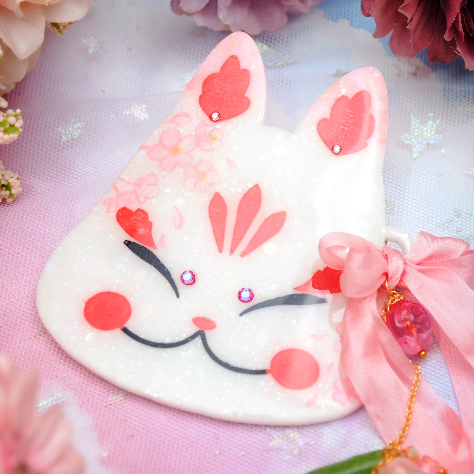 Sakura Painted Kitsune Mask