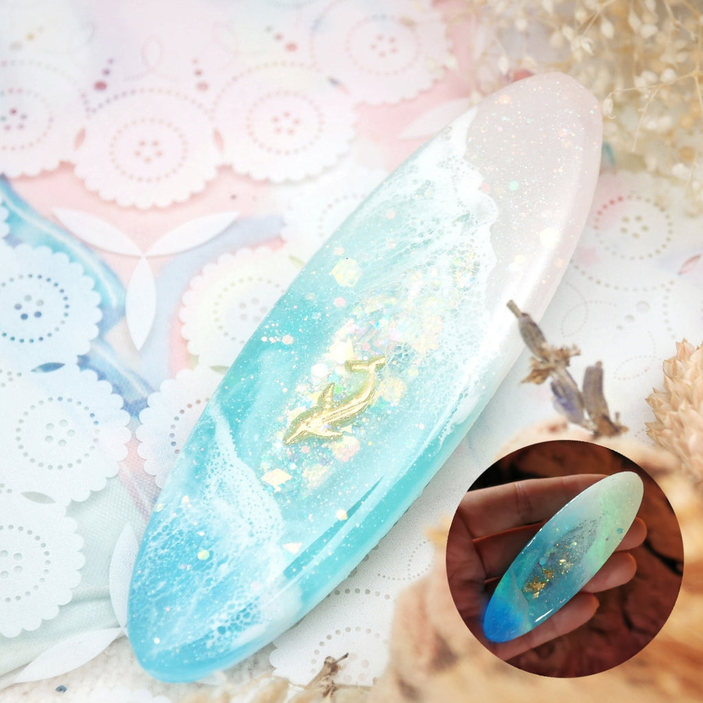 Pink Sand Beaches Shaker Barette (dolphin, oval)