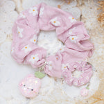 Cherry Bonbun Charm with Pink Floral Srunchie